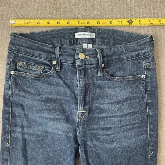 Good American Jeans Womens 4/27 Skinny Stretch Denim Pants Good Legs Dark Wash - Picture 6 of 12